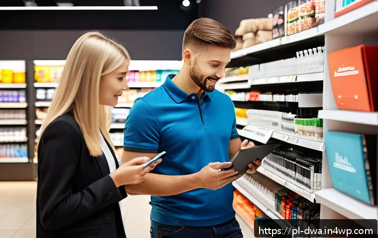 스몰 데이터 활용을 위한 전략적 접근 - A modern Polish retail store interior showing detailed customer behavior observation: several ethnic...