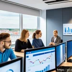 Home 23 스몰 데이터 기반의 고객 요구 분석 - A modern Polish marketing office scene showing a diverse team of professionals analyzing small data ...
