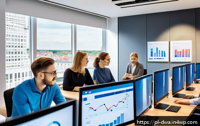 스몰 데이터 기반의 고객 요구 분석 - A modern Polish marketing office scene showing a diverse team of professionals analyzing small data ...